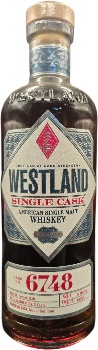 Westland - Single Cask n°6748 8 ans Mount Gay Rum Finish 70cl